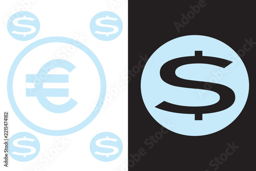 Euro and Dollar Currency Exchange Symbol Icon, Financial Market and International Money Concept