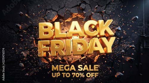  Black Friday Mega Sale Golden Typography on Cracked Ground