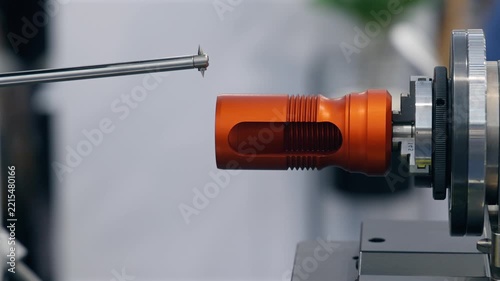 Automatic Surface Probe Test Orange Aluminium Part Industrial Component