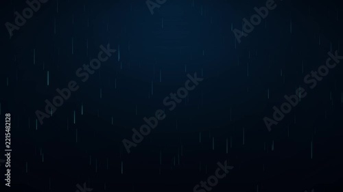 Dark Blue Abstract Falling Rain Particle Background, Abstract rain particles falling down on dark blue background. Perfect overlay for moody atmosphere, storm visual effects, dark backdrop. 