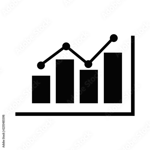 Professional business growth bar chart and line graph icon for data analysis, profit, and success