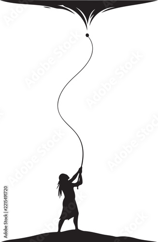 Dynamic silhouette vector design capturing the essence of upward force and connection, a transparent artistic illustration