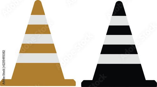 Cone icon vector graphic traffic warning set in yellow and black