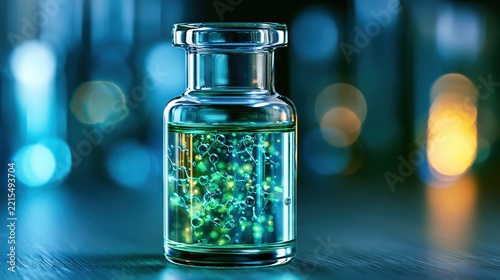 Glowing Cellular Vial Macro Shot in a Laboratory Setting