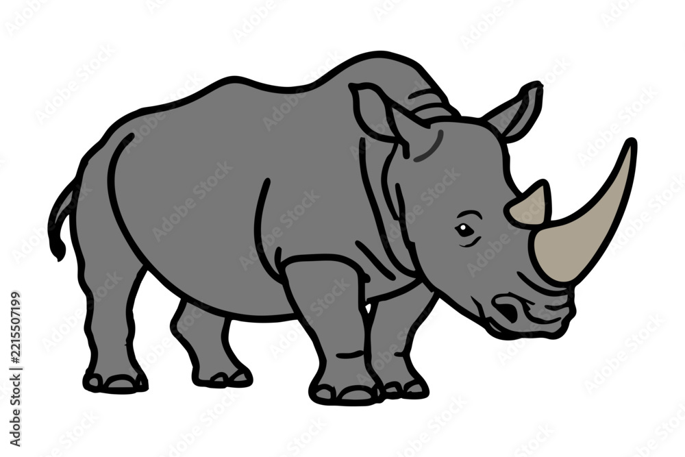 Fototapeta premium African rhinoceros isolated - gray rhino with long horn vector