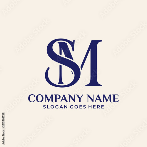 Elegant sm letter monogram logo design vector