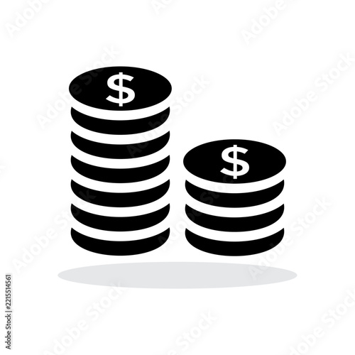 Flat Vector Illustration of Stacks of Dollar Coins Representing Financial Savings Wealth and Profit