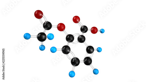 Molecule of an acetylsalicylic acid 3D illustration isolated on transparent background.