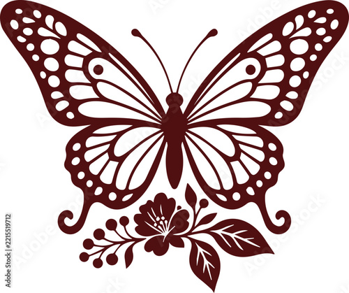 Floral Butterfly Tattoo Illustration
