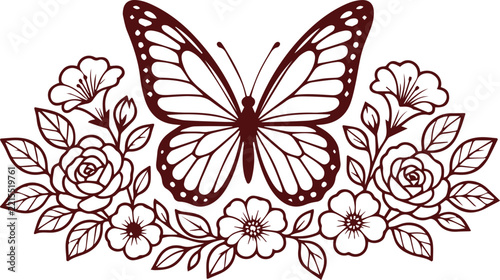 Floral Butterfly Tattoo Illustration