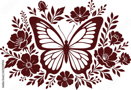 Floral Butterfly Tattoo Illustration