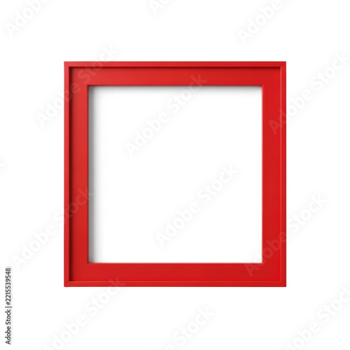Simple square red picture frame on a white background