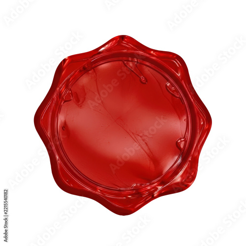 Red wax seal stamp isolated on white background