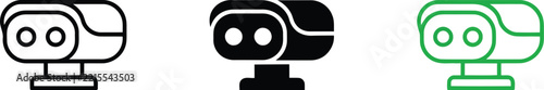 Camera vector icon set showing surveillance security equipment