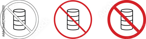 Database vector symbol set prohibited sign for storage