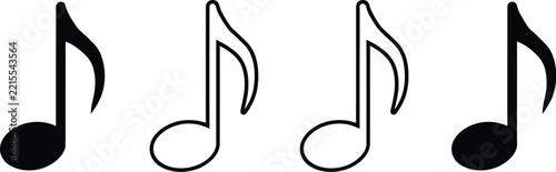 Music vector icon set of musical notes in black