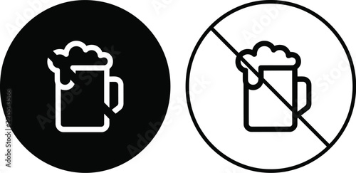Beer vector icon silhouette drink mug design element set
