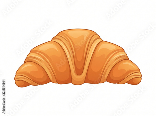 Freshly baked golden croissant illustration on white background