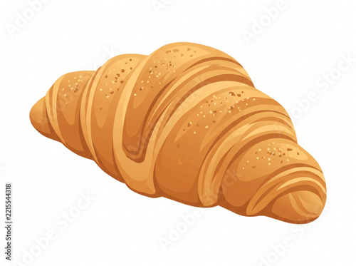 Fresh golden croissant pastry isolated on white background illustratio