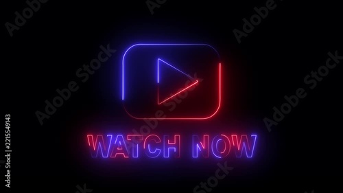 neon play button icon with 