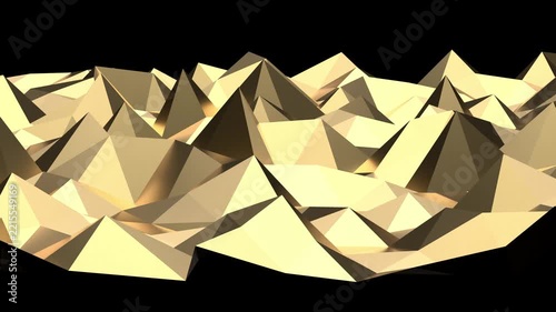 Abstract golden low poly geometric landscape background modern art