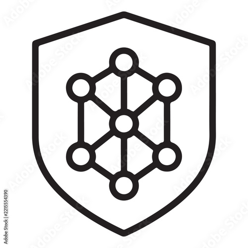 Geometric Abstract Network Structure Inside a Security Shield Outline