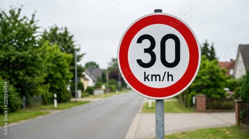 Speed limit sign clearly indicates maximum thirty kilometers per hour