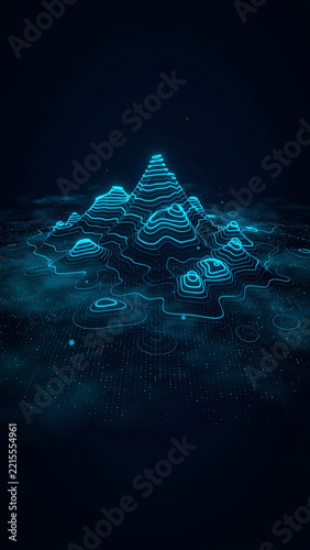 Abstract glowing blue organic formation on dark reflective surface with formation abstract reflective structure textured bioluminescence particles gorgeous artistic atmosphere geometry