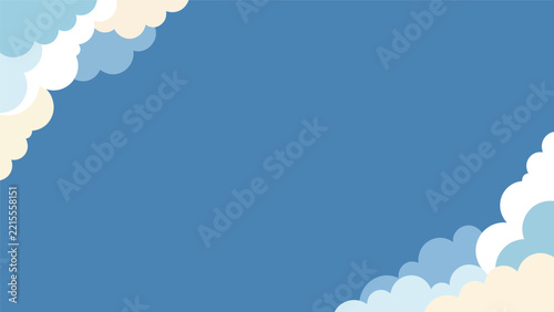 Cute cloud background with soft blue sky and fluffy white clouds framing a peaceful nature landscape for design