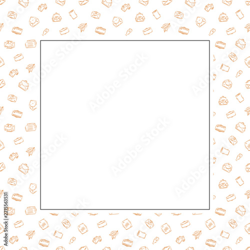 square frame of mail icon in hand drawn style