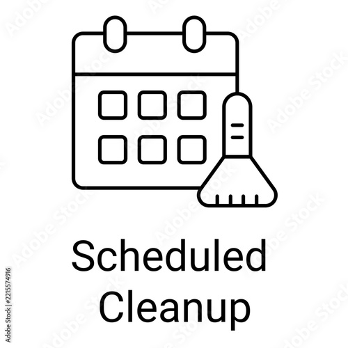 Scheduled System Cleanup and Maintenance Line Icon with Editable Stroke
