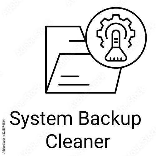 System Backup Cleaner and Data Maintenance Line Icon with Editable Stroke