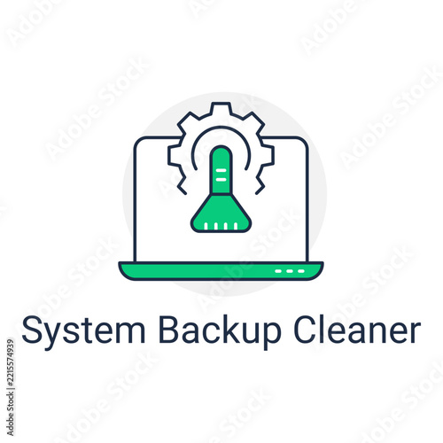 System Backup Cleaner and Secure Data Management Line Color Icon