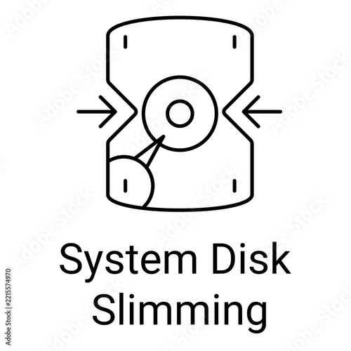 System Disk Slimming and Storage Optimization Line Icon with Editable Stroke