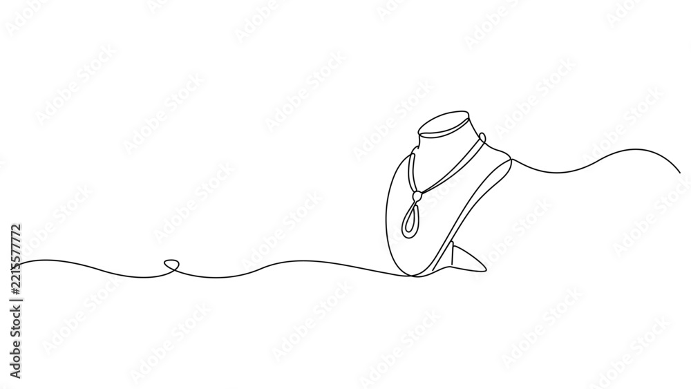 Obraz premium Continuous Line Drawing of Jewelry Necklace Display Stand Minimalist Fashion Illustration