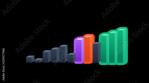 Bubble Sort Algorithm Visualization Motion Graphic with Alpha Channel, 3D Bar Graph Data Structure Animation, 4K