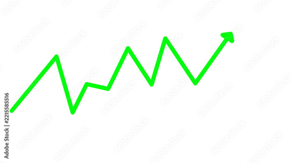 Obraz premium Green rising arrow line graph isolated on transparent background