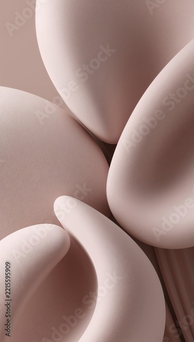 Soft inflated geometric forms pressing together in sophisticated contemporary abstract design composition