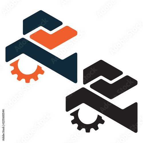 Abstract Geometric Gear Wheel Mechanical Tech Vector Icon Set