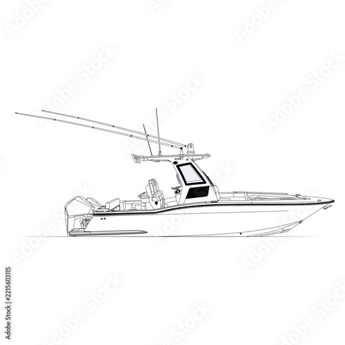 Vector Boat Line Art Illustration