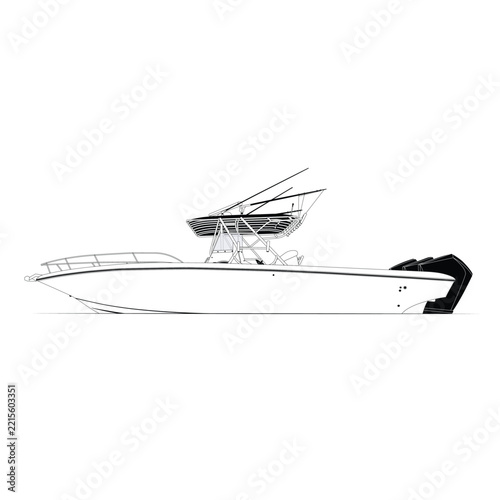 Vector Boat Line Art Illustration