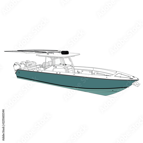 Vector Boat Line Art Illustration