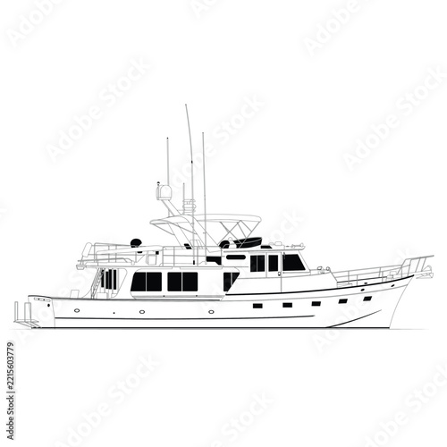 Vector Boat Line Art Illustration