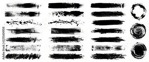 Collection of different ink paint brush strokes.  Grunge vector brush strokes. Brushes, lines, brush, strokes, grunge, dirty. Vector illustration