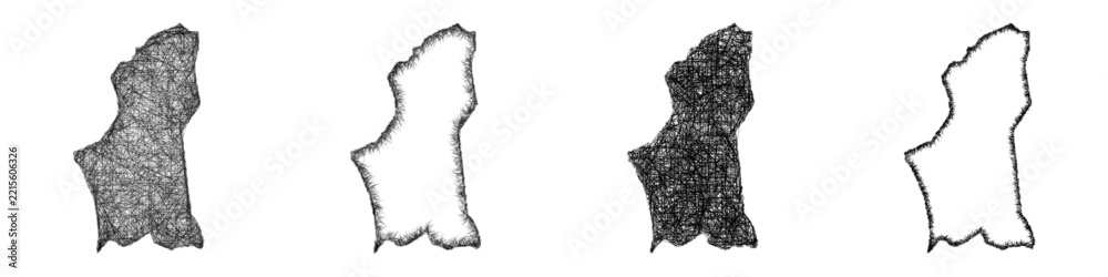 Fototapeta premium Sketch Nalut (Libya) outline map design set