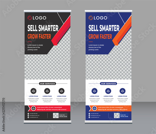 Business Sales Roll Up Banner Design Template for Marketing Agency and Expo