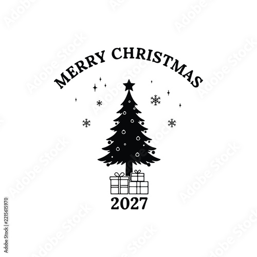 Merry Christmas 2027 Tree and Gifts Design