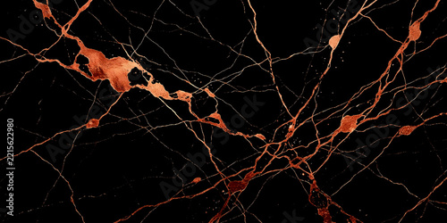 An abstract black background with a captivating copper vein pattern, creating a sophisticated and modern aesthetic.