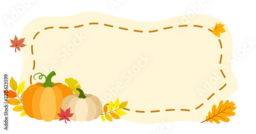 Rustic Autumn Pumpkin Frame with Stitched Border