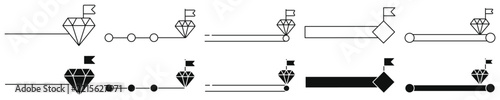 Project Milestone and Goal Timeline Icon Set: Editable Stroke & Glyph Vector Set for Business Progress, Roadmap, Achievement, Success, Strategy, Planning, and Target Management